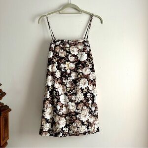 A&F • Dark Floral Linen Cotton Mini Dress‎
